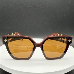 Louis Vuitton Z2039U Chain Link Brown Gold Sunglasses 54mm (H11)